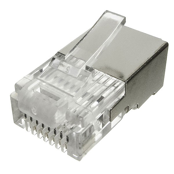 Modular male connector, 8P8C (RJ-45), round, solid, cat